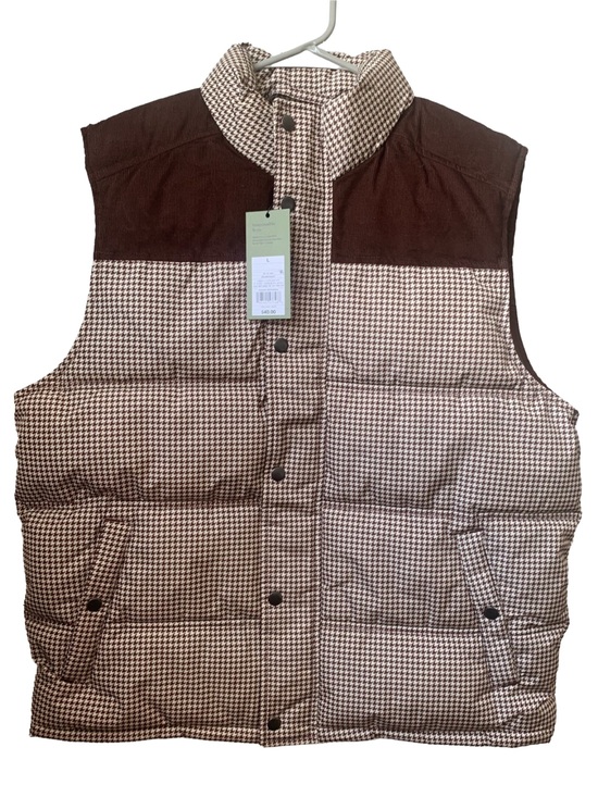 Goodfellow & Co Other - GOODFELLOW & CO Men’s Brown Cream Houndstooth Full Zipper Front Puffer Vest